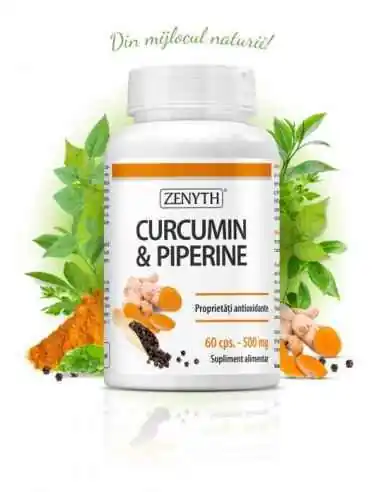 Curcumin & Piperine Pachet promo 60cps - Zenyth, REMEDII NATURISTE