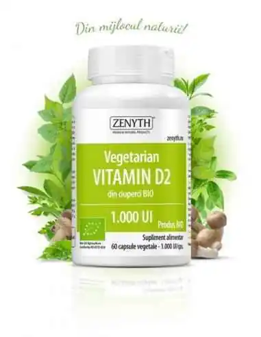 Vegetarian Vitamin D2 60cps - Zenyth, VITAMINE SI MINERALE