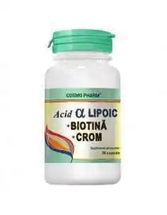 ACID ALFA LIPOIC  BIOTINA si CROM 30CPS - Cosmopharm, Sistemul nervos 2