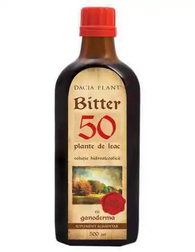 Bitter 50 plante de leac cu ganoderma 500 ml Dacia Plant, VITAMINE SI MINERALE