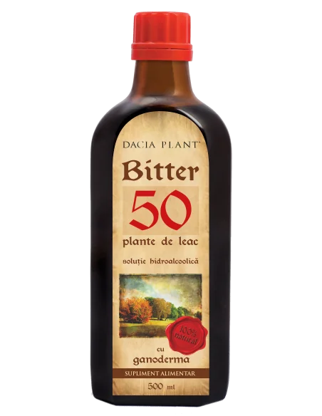 Bitter 50 plante de leac cu ganoderma 500 ml Dacia Plant, VITAMINE SI MINERALE