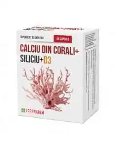 Calciu din Corali + Siliciu + D3, 30cp - Parapharm, VITAMINE SI MINERALE