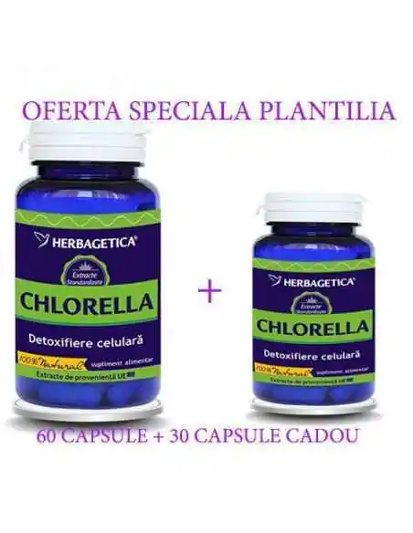 CHLORELLA 60+30 capsule CADOU Herbagetica, Terapia Diabetului