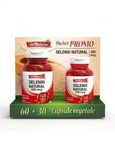 Seleniu Natural 200mcg 60 + 30 cps AdNatura, VITAMINE SI MINERALE