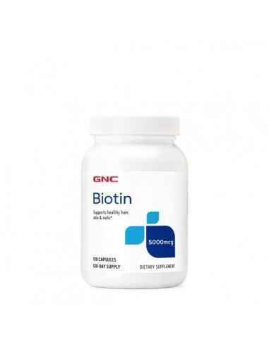 BIOTIN 5000 MCG, 120 CPS- GNC, Sanatatea pielii