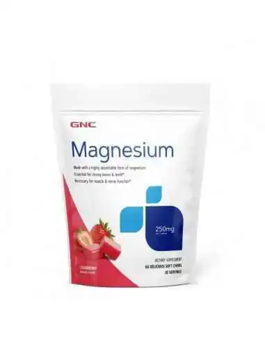 MAGNESIUM 250 MG, MAGNEZIU, CU AROMA NATURALA DE CAPSUNI, 60 CARAMELE- GNC, VITAMINE SI MINERALE