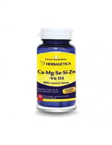 Ca + Mg + Se + Si + Zn cu D3-Complex Forte 30 capsule Herbagetica, Aparatul digestiv 