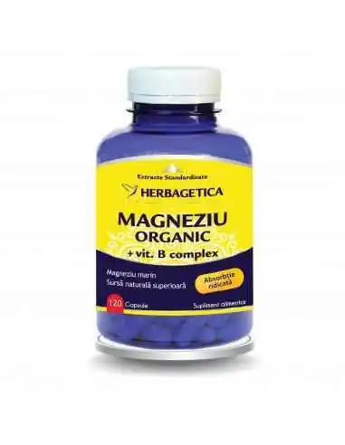 Magneziu Organic cu B Complex 120 capsule Herbagetica, VITAMINE SI MINERALE