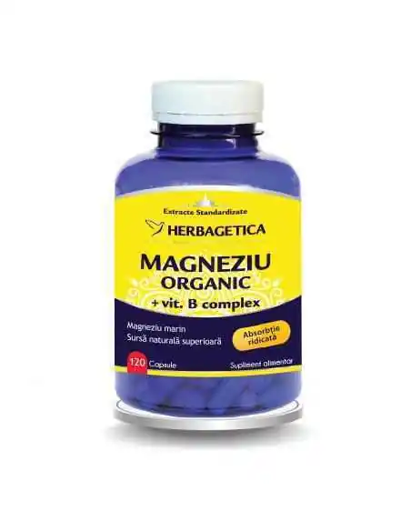 Magneziu Organic cu B Complex 120 capsule Herbagetica, VITAMINE SI MINERALE