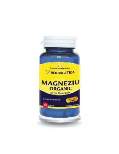 Magneziu Organic cu B Complex 60 capsule Herbagetica, VITAMINE SI MINERALE