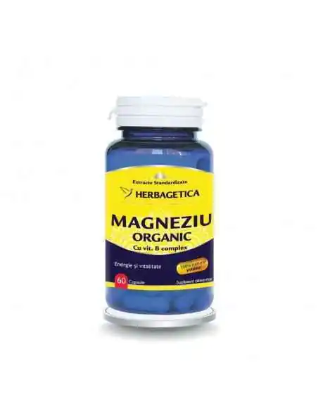 Magneziu Organic cu B Complex 60 capsule Herbagetica, VITAMINE SI MINERALE