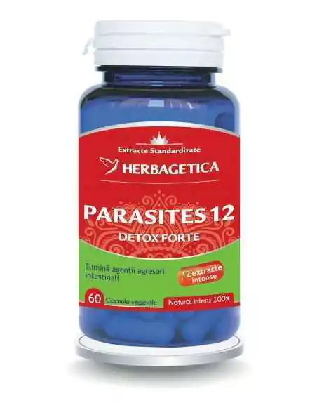 Parasites 12 Detox Forte 60 capsule Herbagetica, Reducerile lunii