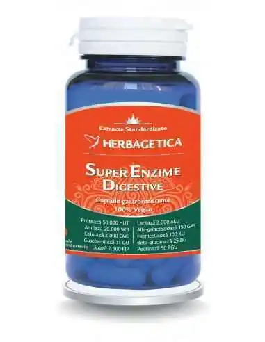 Super Enzime Digestive 30 cps - Herbagetica, REMEDII NATURISTE