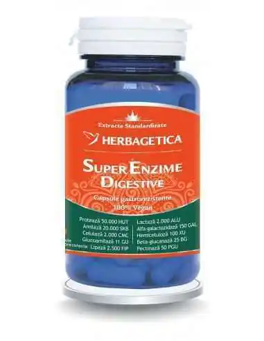 Super Enzime Digestive 60 cps - Herbagetica, REMEDII NATURISTE