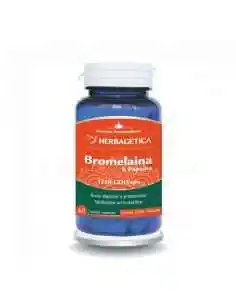 BROMELAINA & PAPAINA 60 capsule Herbagetica, Splina si pancreas