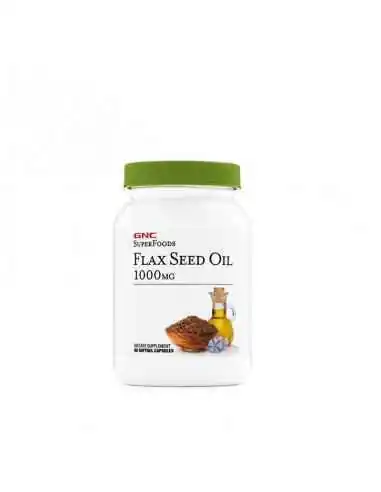 FLAX SEED OIL 1000MG, ULEI DIN SEMINTE DE IN, 90 CPS- GNC, REMEDII NATURISTE