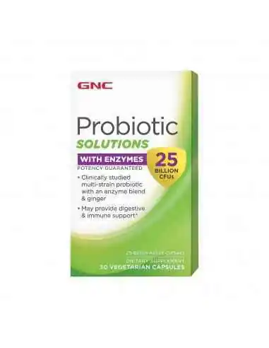 PROBIOTIC SOLUTIONS WITH ENZYMES, PROBIOTIC CU ENZIME DIGESTIVE 25 MILIARDE CFU, 30 CPS- GNC, REDUCERI