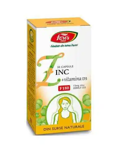 Zinc + Vitamina D3 30 capsule Fares, VITAMINE SI MINERALE