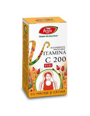 Vitamina C 200 mg cu Macese si Catina 60 comprimate masticabile Fares, VITAMINE SI MINERALE