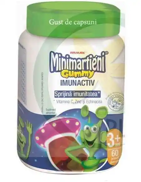 Minimarţieni Gummy cu Echinacea 60 jeleuri aroma capsuni Walmark, VITAMINE SI MINERALE