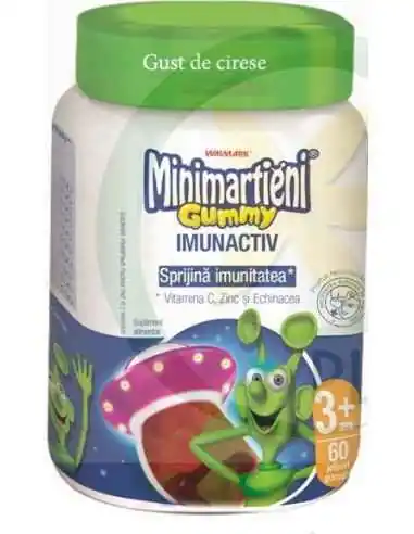 Minimarţieni Gummy cu Echinacea 60 jeleuri aroma cirese Walmark, VITAMINE SI MINERALE