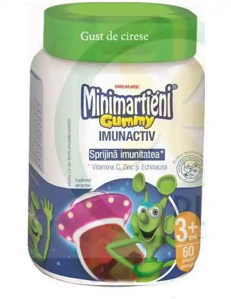 Minimarţieni Gummy cu Echinacea 60 jeleuri aroma cirese Walmark, VITAMINE SI MINERALE