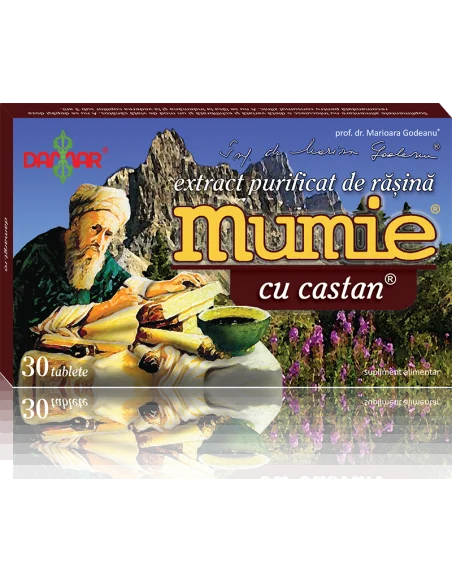 Mumie Extract Purificat de Rasina cu Castan  30 tablete Damar, VITAMINE SI MINERALE