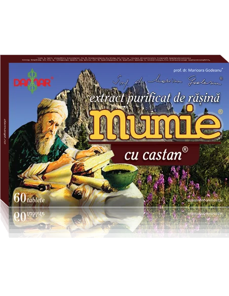 Mumie Extract Purificat de Rasina cu Castan  60 tablete Damar, VITAMINE SI MINERALE