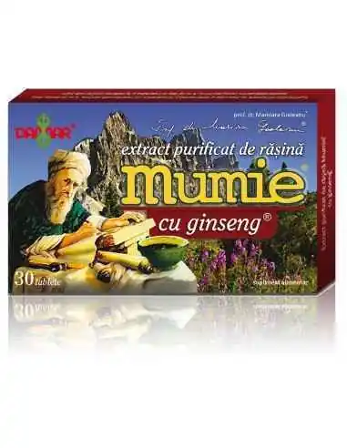 Mumie Extract Purificat de Rasina cu Ginseng 30 tablete Damar, VITAMINE SI MINERALE