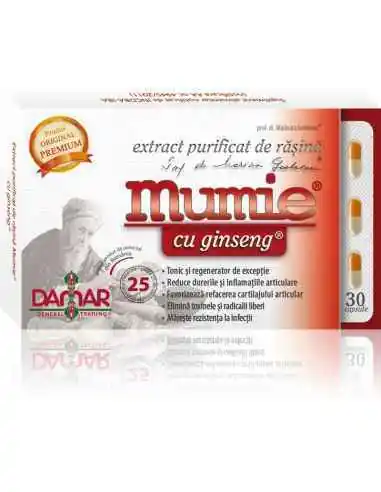 Mumie Extract Purificat de Rasina cu Ginseng 30 capsule  Damar, VITAMINE SI MINERALE