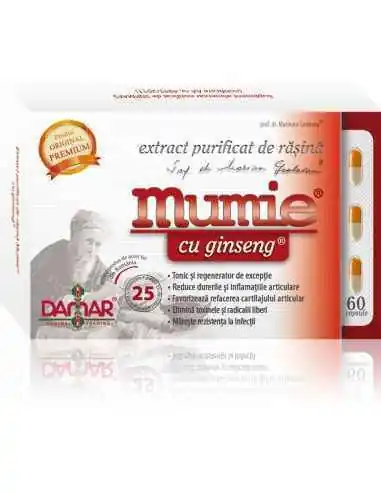 Mumie Extract Purificat de Rasina cu Ginseng 60 capsule  Damar, VITAMINE SI MINERALE