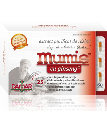 Mumie Extract Purificat de Rasina cu Ginseng 60 capsule  Damar, VITAMINE SI MINERALE
