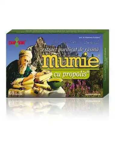 Mumie Extract Purificat de Rasina cu Propolis 60 tablete Damar, VITAMINE SI MINERALE