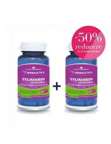 Silymarin Detox Forte 30 + 30 capsule Promo Herbagetica, REMEDII NATURISTE