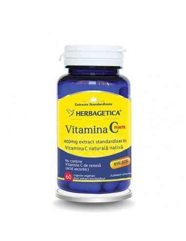VITAMINA C FORTE 400mg 60 capsule vegetale Herbagetica
Imunostimulent, antigripal, favorizează asimilarea fierului,antialergic.