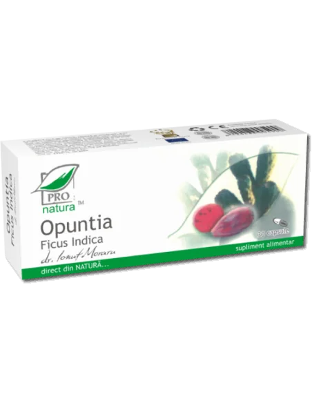 Opuntia Ficus Indica 30 capsule Pro Natura, Terapia Diabetului