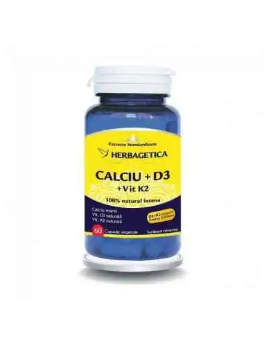 CALCIU +D3 cu vit K2 60cps Herbagetica, Reducerile lunii