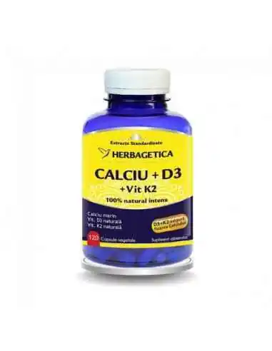 CALCIU +D3 cu vit K2 120cps Herbagetica, Reducerile lunii