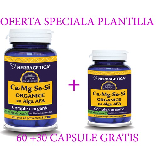 Ca + Mg + Se + Si + Zn cu D3-Complex Forte 60 + 30 capsule Herbagetica ...