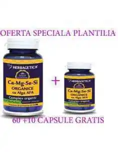 Ca + Mg + Se + Si + Zn cu D3-Complex Forte 60 + 10 capsule Herbagetica, VITAMINE SI MINERALE