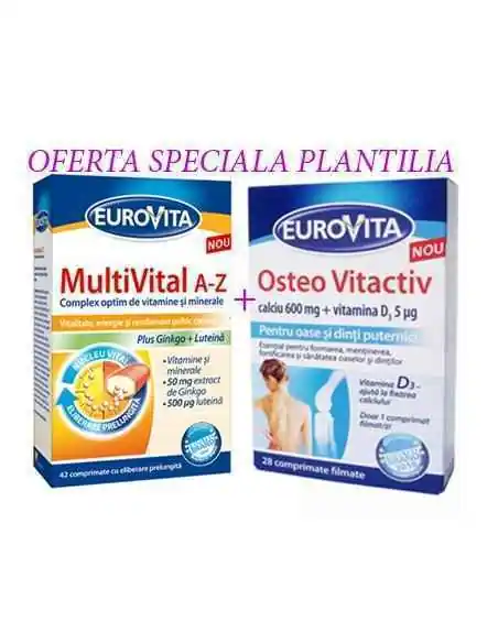 EUROVITA MULTIVITAL A-Z 42CPR + Osteo vitactiv 28CPR  EUROVITA, VITAMINE SI MINERALE