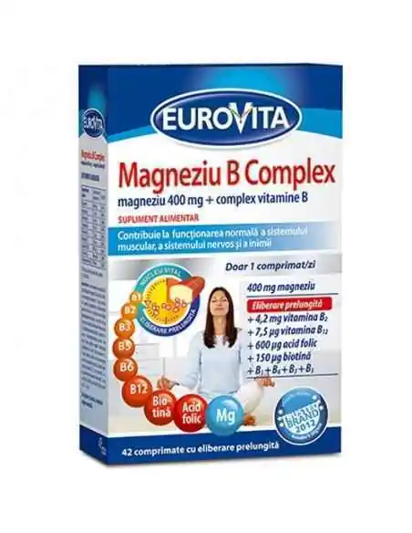 MAGNEZIU  B COMPLEX 42CPR  EUROVITA, VITAMINE SI MINERALE