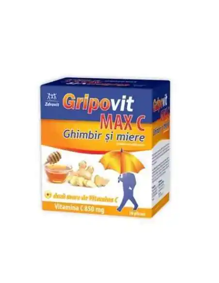 GRIPOVIT MAX C GHIMBIR&MIERE 10DZ Zdrovit, REMEDII NATURISTE