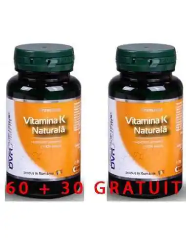 Vitamina K naturala 60 + 30 capsule DVR Pharm, REMEDII NATURISTE