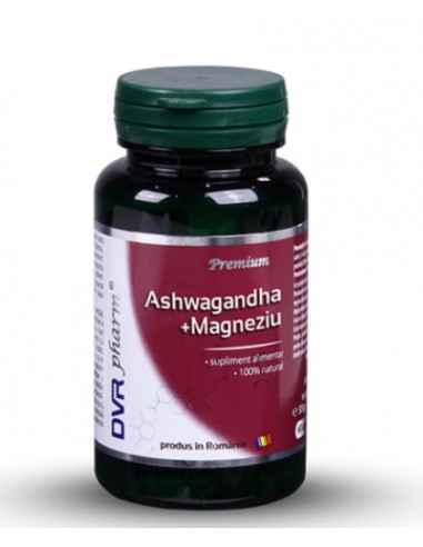 Ashwagandha + Magneziu 60 cps DVR Pharm
Această combinație este destinată susținerii activității sistemului nervos. Magneziul e
