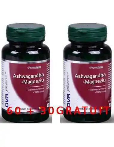 Ashwagandha + Magneziu 60 + 30 cps DVR Pharm, Sistemul nervos