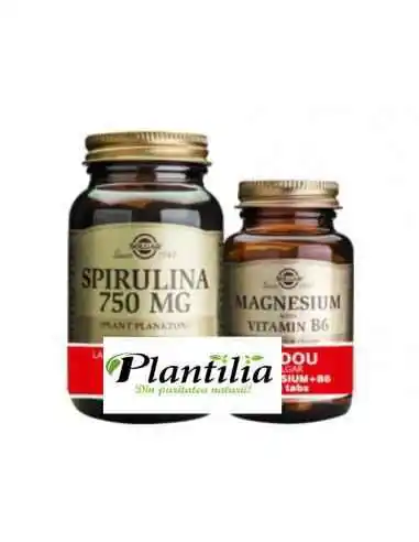 Spirulina 80 cpr + Magneziu cu B6 100 tablete Solgar, Stres